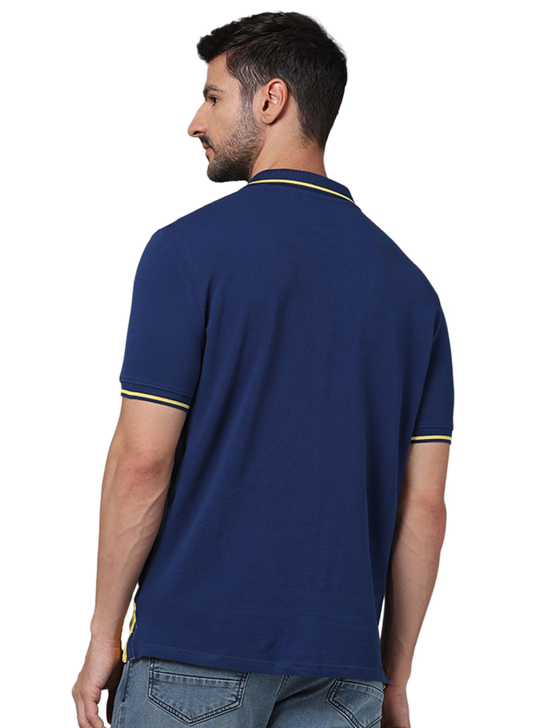 Yellow Colourblock Cotton Polo