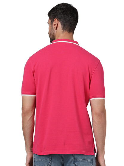 Pink Solid Cotton Polo