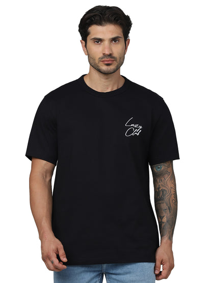 Black Printed Cotton T-shirt