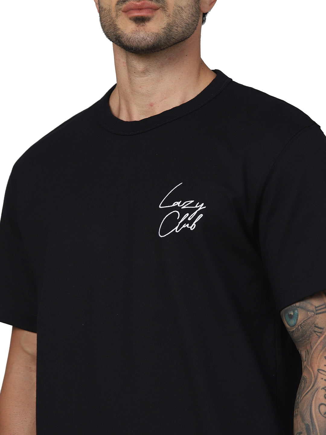 Black Printed Cotton T-shirt