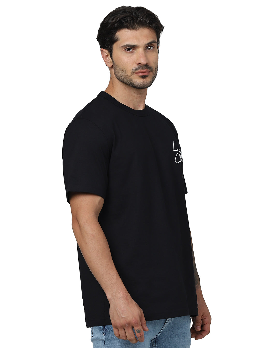 Black Printed Cotton T-shirt