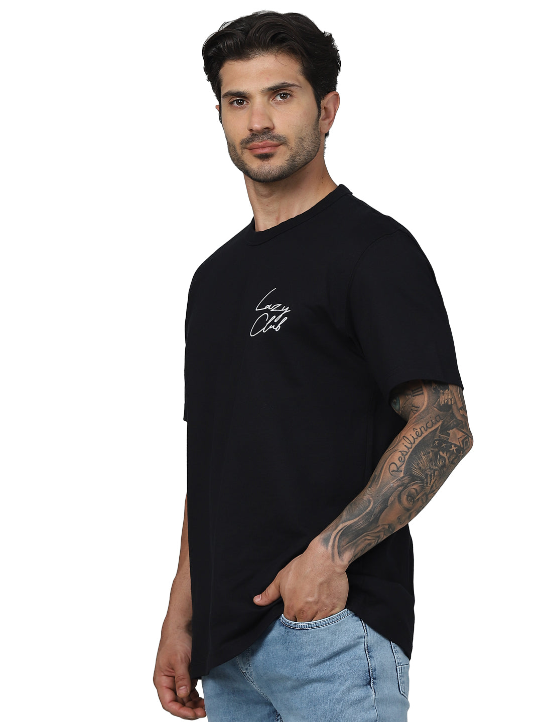 Black Printed Cotton T-shirt