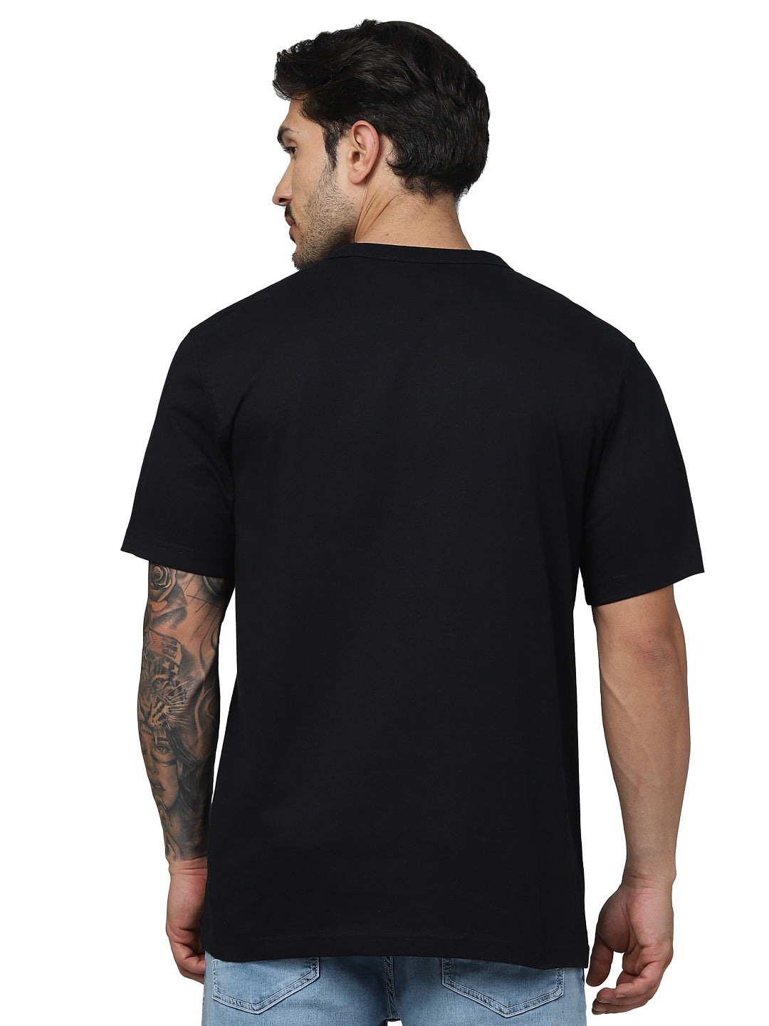 Black Printed Cotton T-shirt