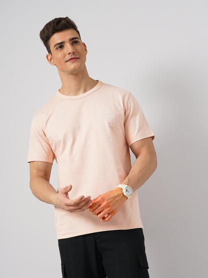 Pink Solid Cotton T-shirt