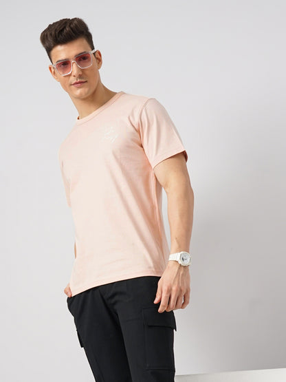 Pink Solid Cotton T-shirt