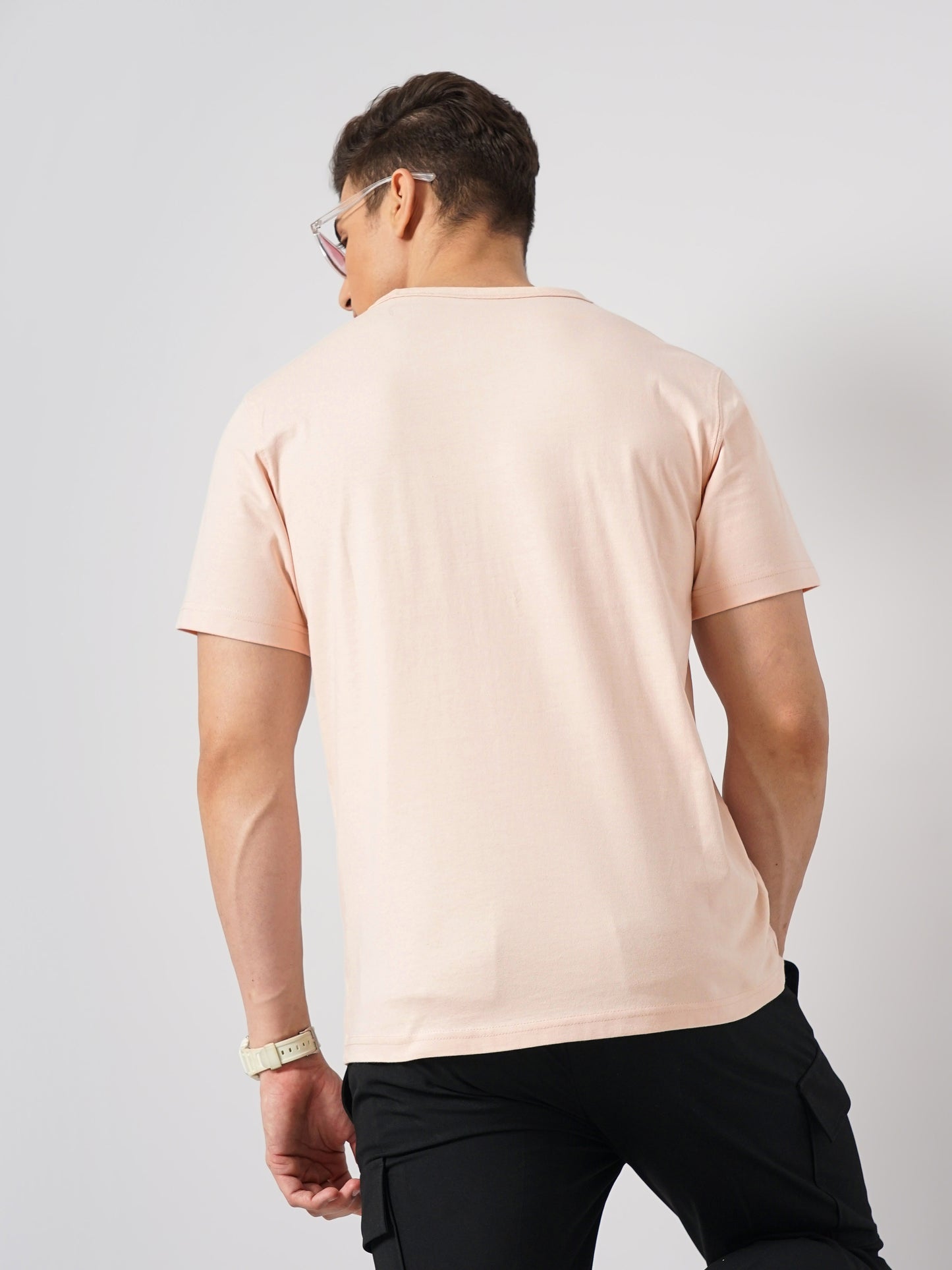 Pink Solid Cotton T-shirt