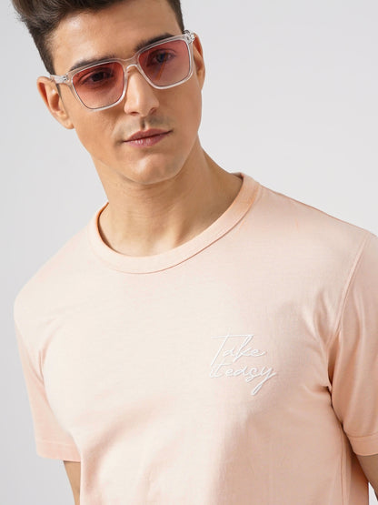 Pink Solid Cotton T-shirt