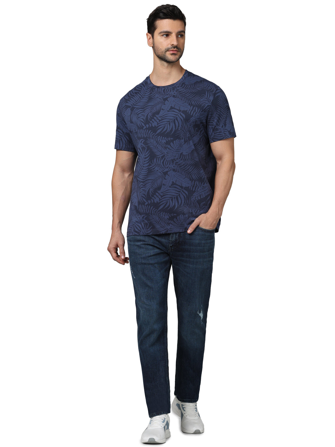 Celio* Graphics Regular Fit Cotton Navy Blue T-Shirt