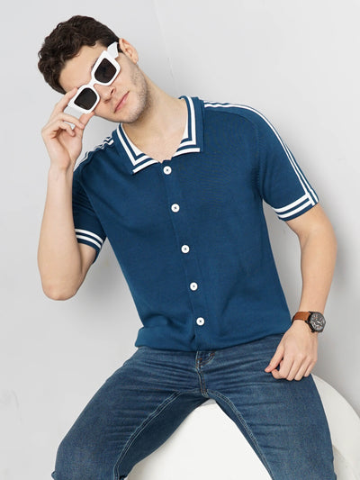 Celio* Solid Regular Fit Cotton Teal T-Shirt