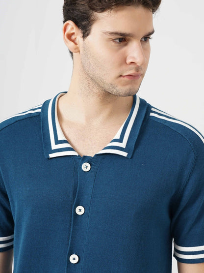 Teal Solid Cotton Polo