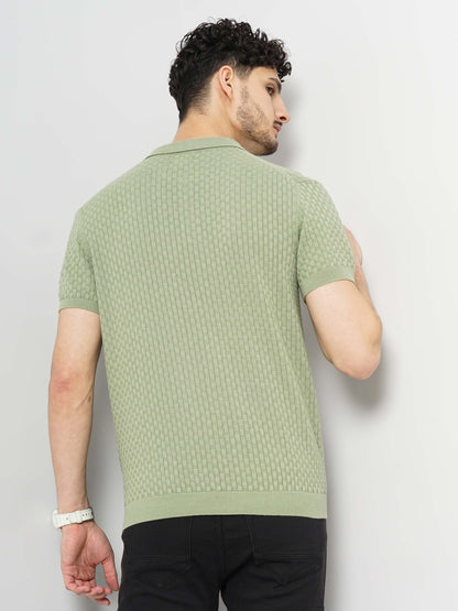 Green Solid Cotton Polo