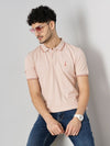 Celio* Solid Regular Fit Cotton Peach T-Shirt
