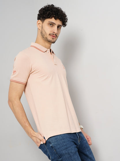 Pink Solid Cotton Polo