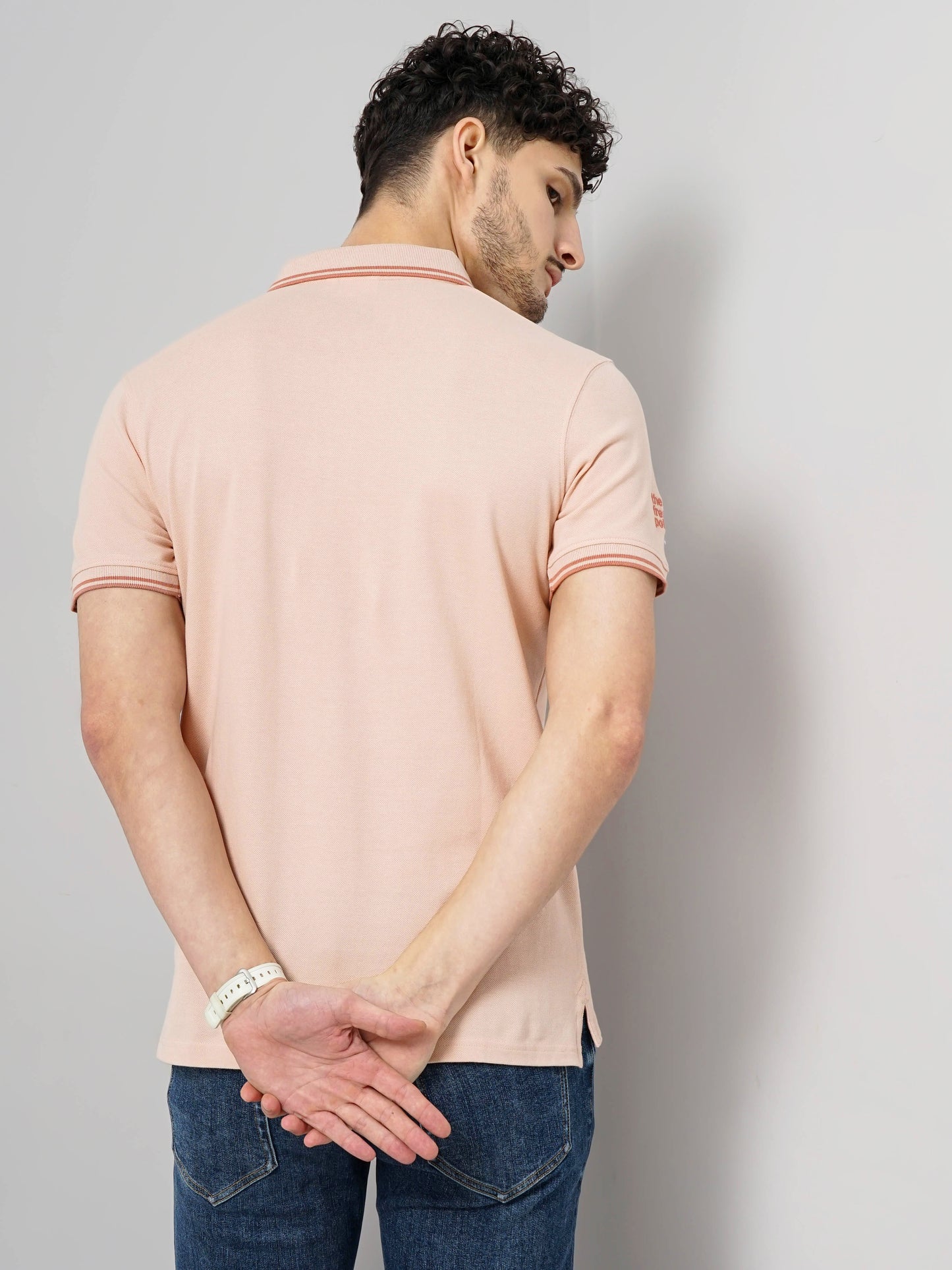 Pink Solid Cotton Polo