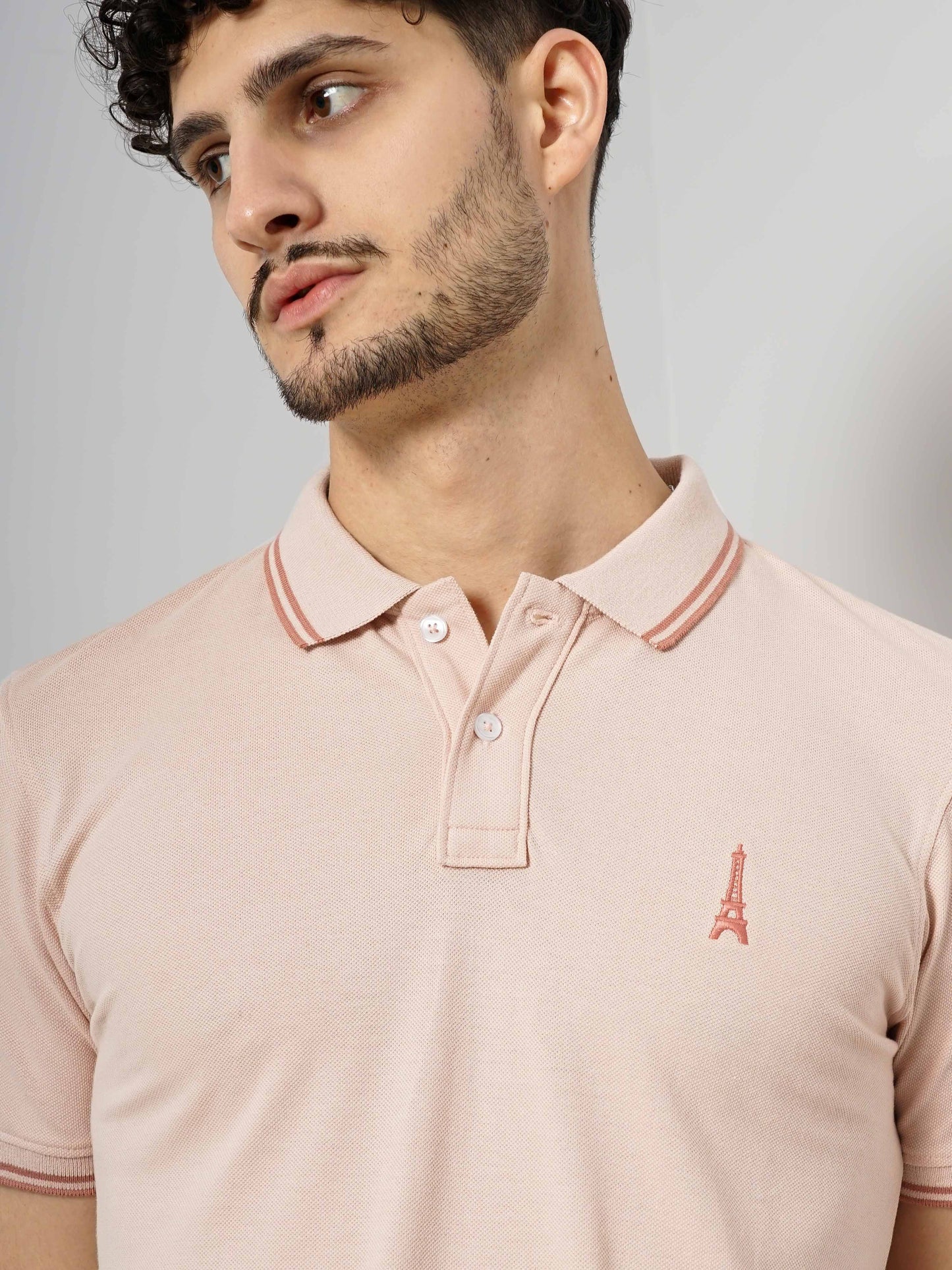 Pink Solid Cotton Polo