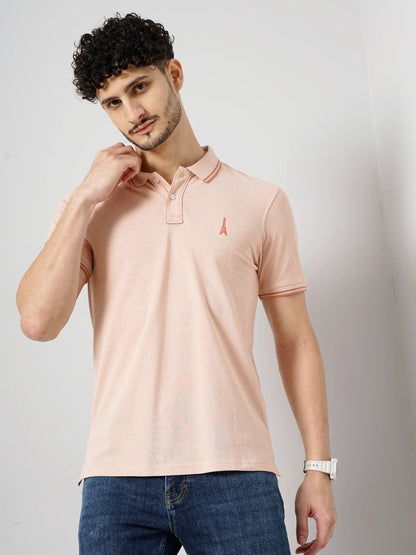 Pink Solid Cotton Polo