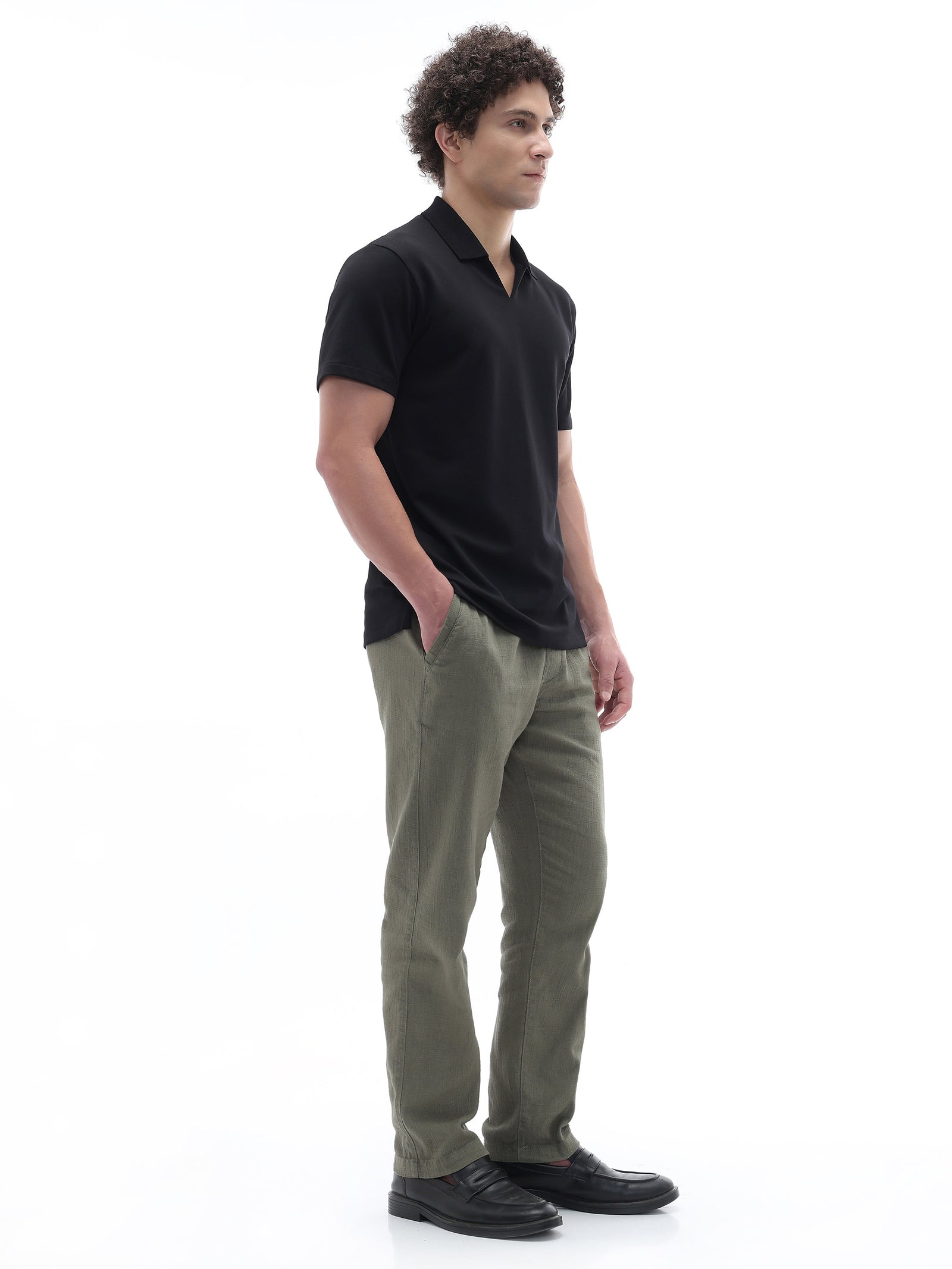 Celio Solid Regular Fit Cotton Poly Blend Black Tshirts