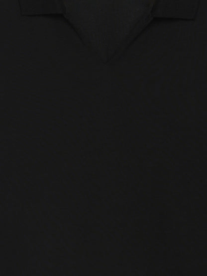 Celio Solid Regular Fit Cotton Poly Blend Black Tshirts