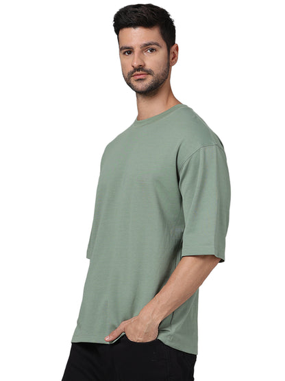 Khaki Solid Cotton T-shirt