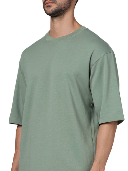 Khaki Solid Cotton T-shirt