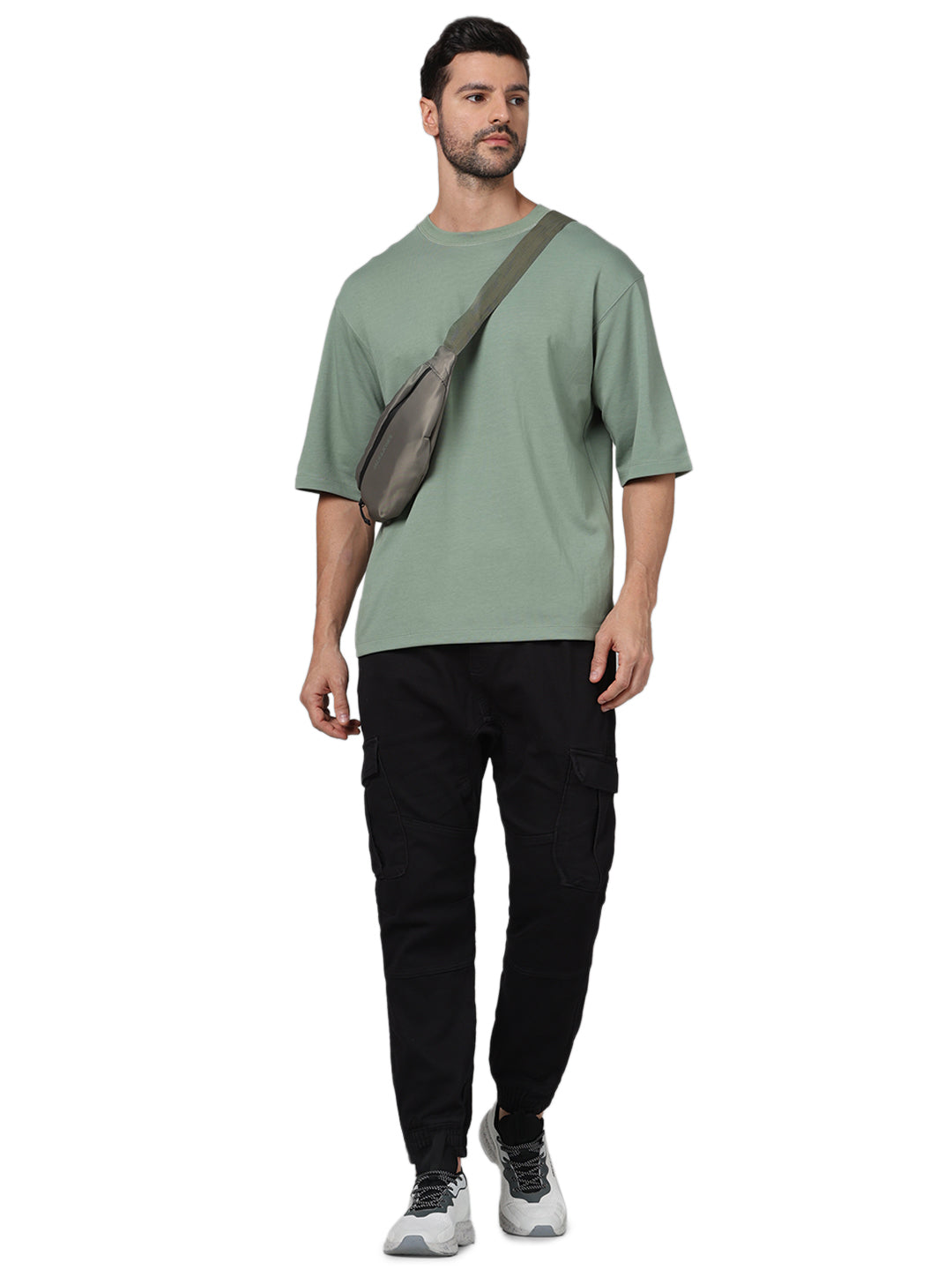 Khaki Solid Cotton T-shirt