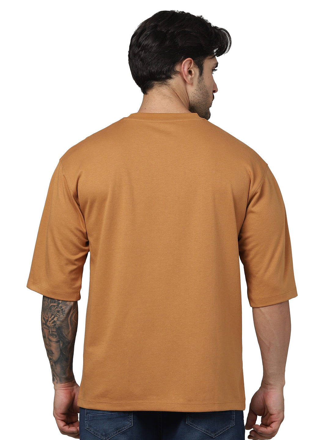 Brown Solid Cotton T-shirt