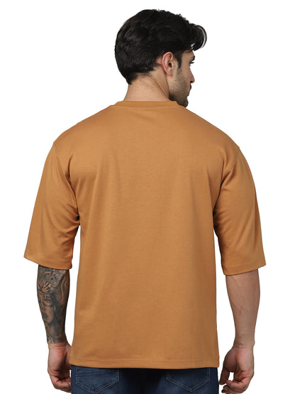 Brown Solid Cotton T-shirt