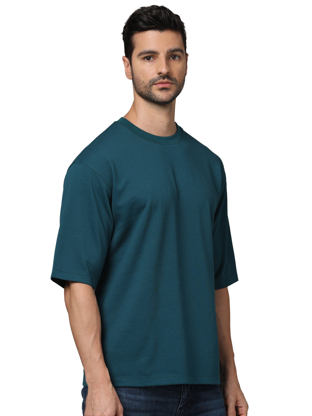 Green Solid Cotton T-shirt