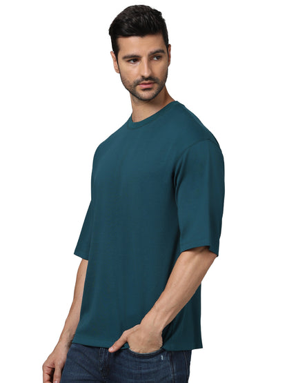 Green Solid Cotton T-shirt