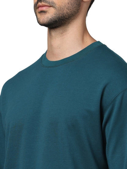 Green Solid Cotton T-shirt