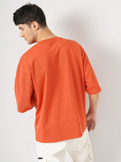 Orange Solid Cotton T-shirt