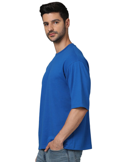 Blue Solid Cotton T-shirt