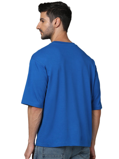 Blue Solid Cotton T-shirt