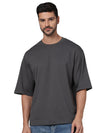 Celio* Solid Oversized Cotton Black T-Shirt