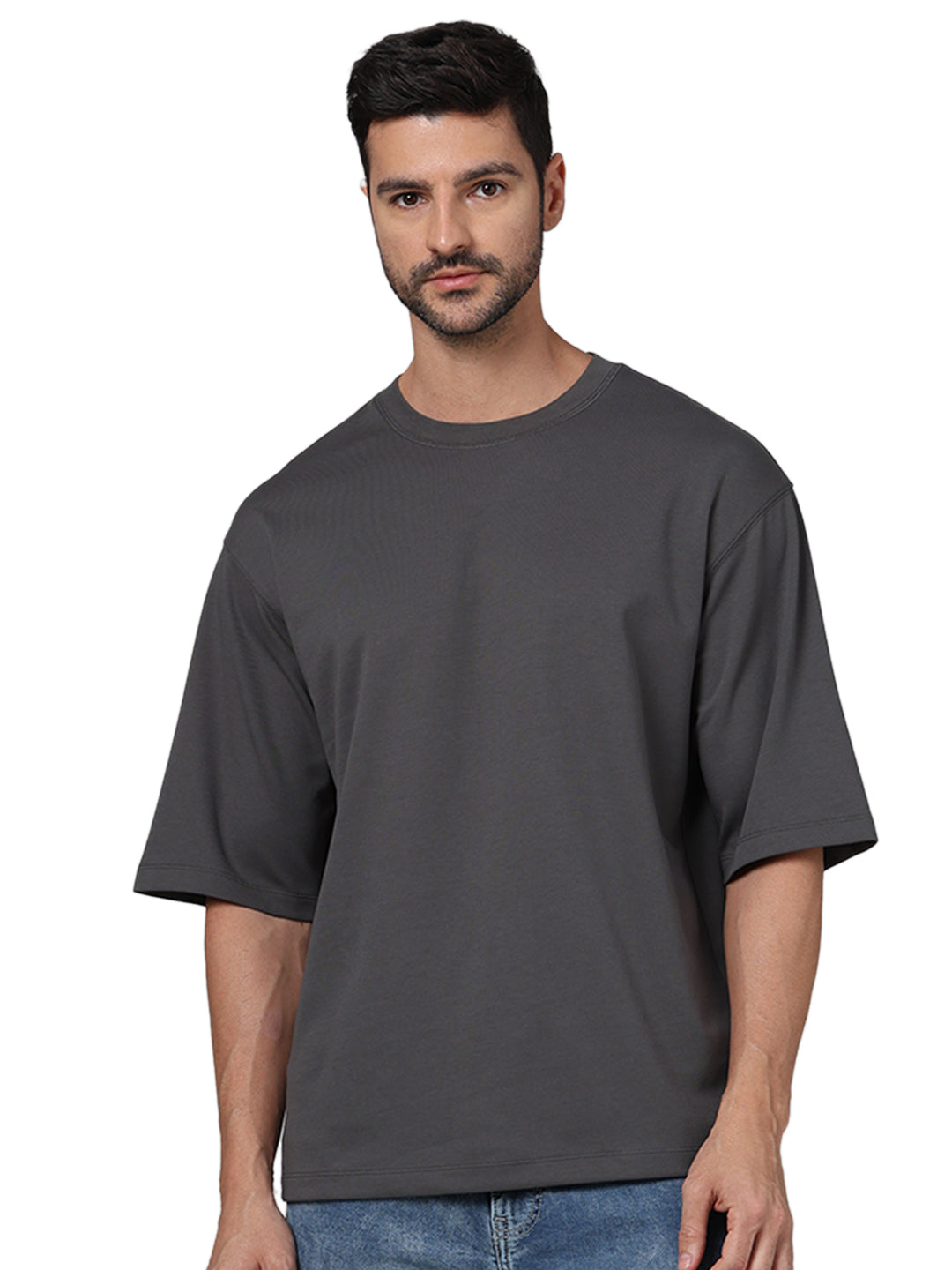 Black Solid Cotton T-shirt