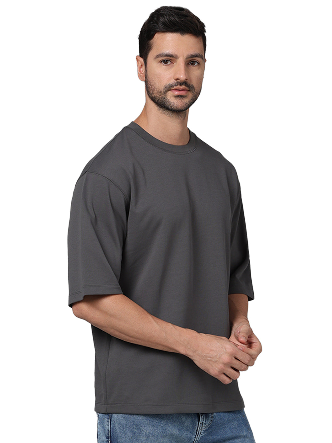 Black Solid Cotton T-shirt