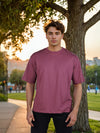 Celio* Solid Regular Fit Poly-Cotton Purple T-Shirt