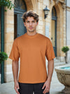 Celio* Solid Regular Fit Poly-Cotton Brown T-Shirt