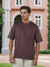 Celio* Men Brown Solid Oversized Cotton-Blend T-Shirts