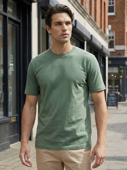 Celio* Men Green Solid Oversized Cotton T-Shirts