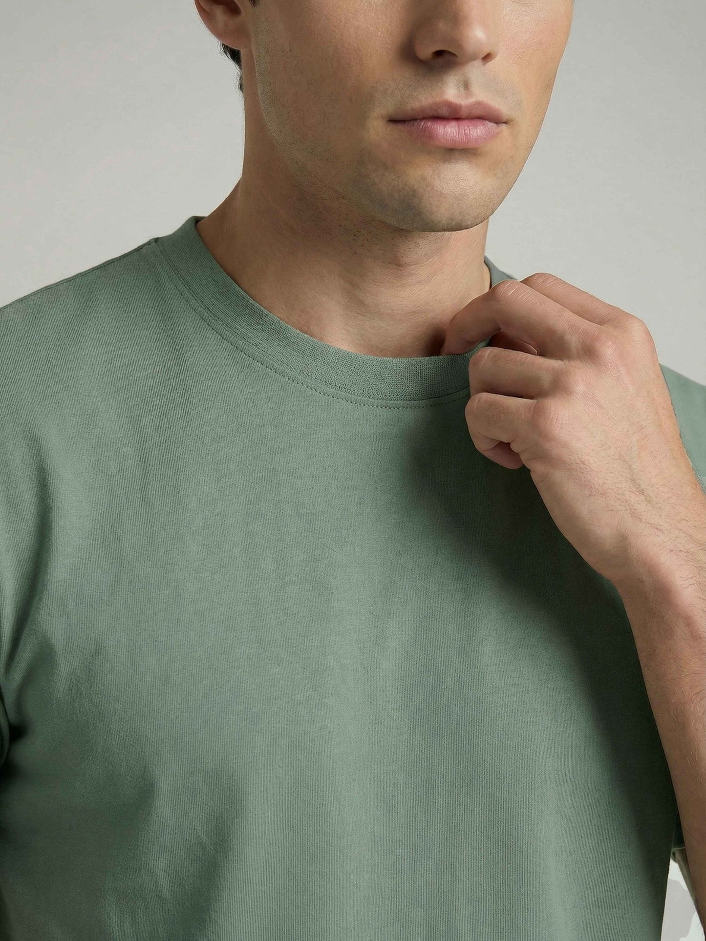 Celio* Men Green Solid Oversized Cotton T-Shirts