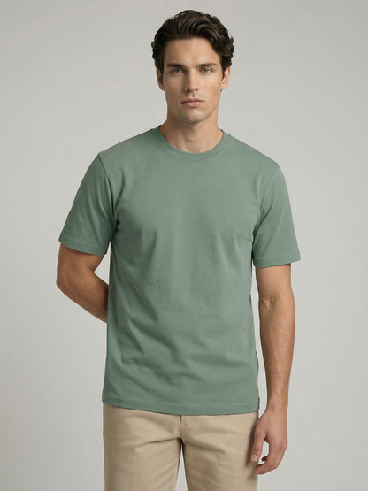 Celio* Men Green Solid Oversized Cotton T-Shirts