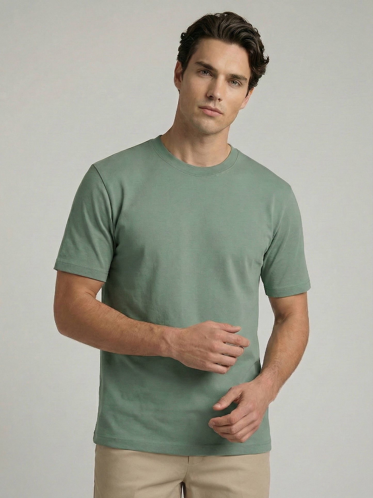 Celio* Men Green Solid Oversized Cotton T-Shirts