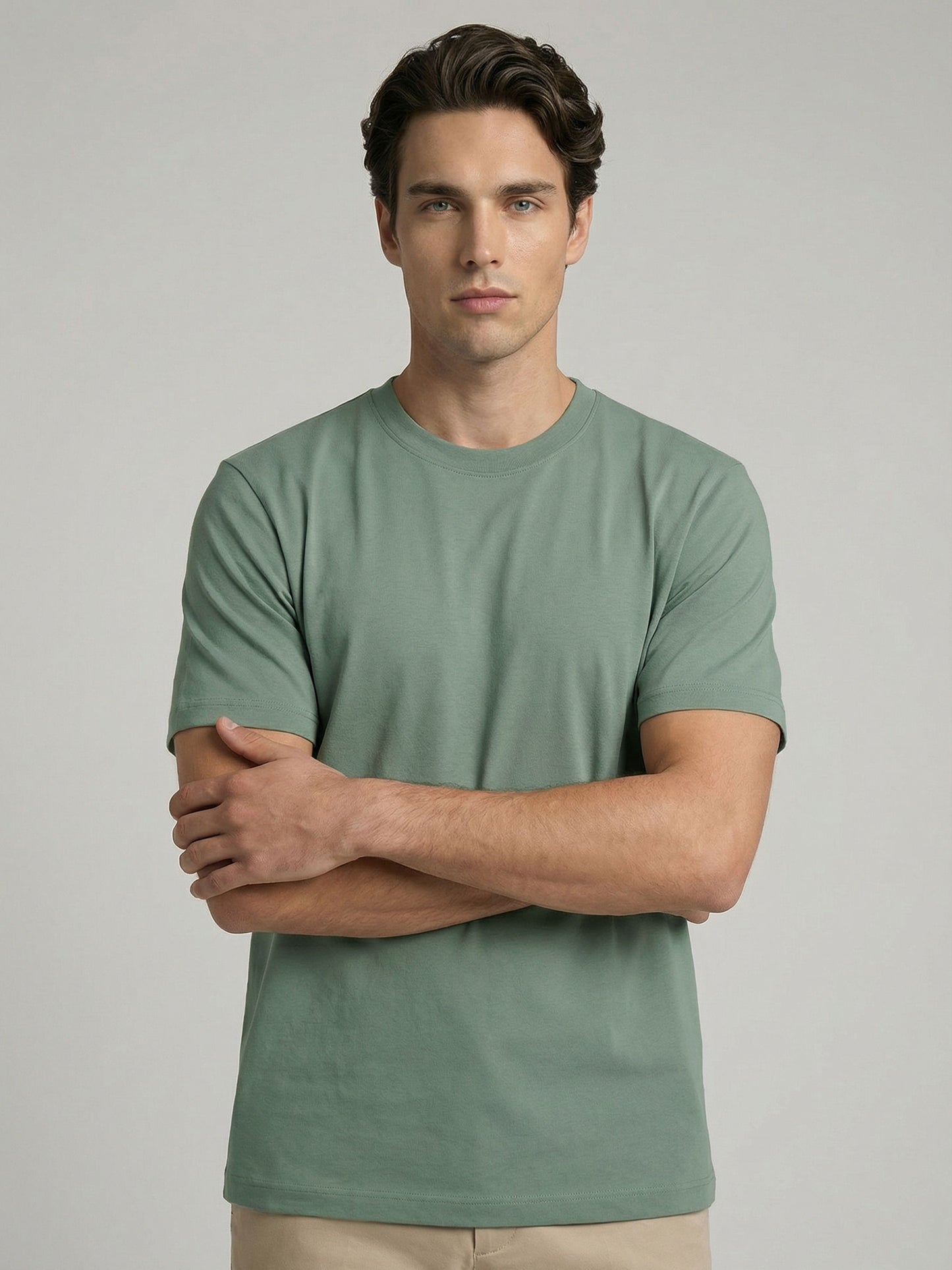 Celio* Men Green Solid Oversized Cotton T-Shirts