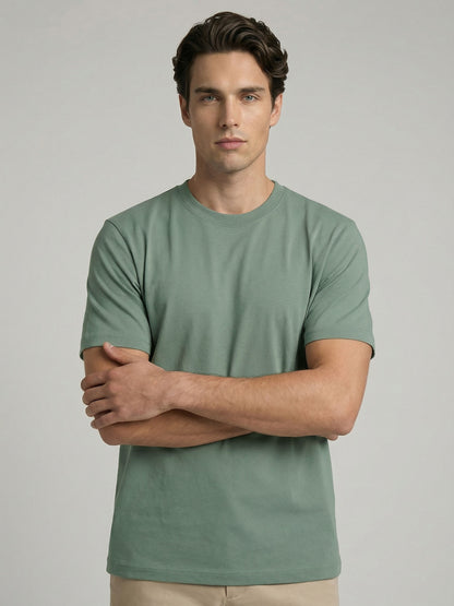Celio* Men Green Solid Oversized Cotton T-Shirts