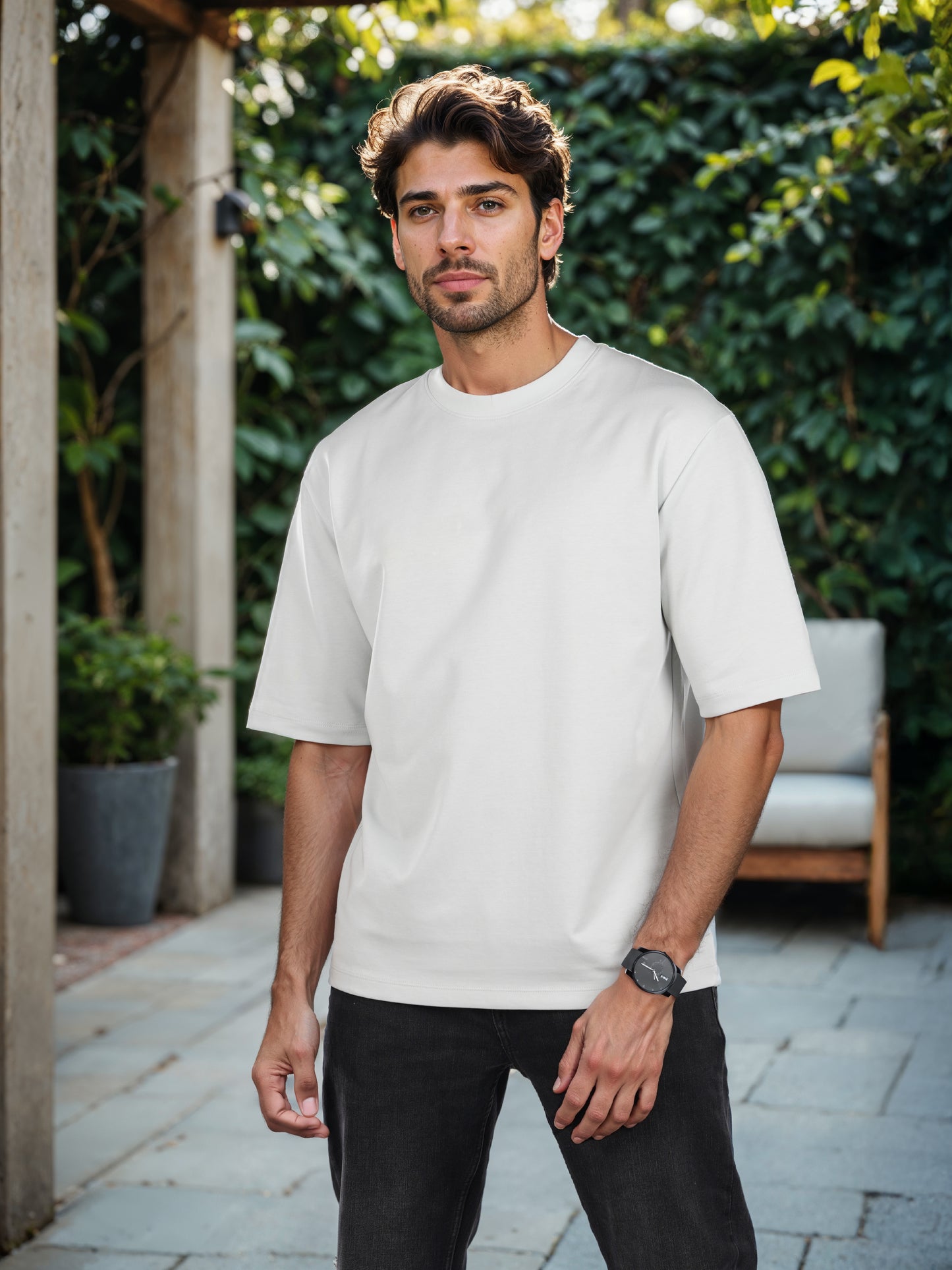 Celio* Solid Regular Fit Poly-Cotton Blue T-Shirt