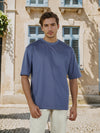Celio* Men Blue Solid Oversized Cotton-Blend T-Shirts