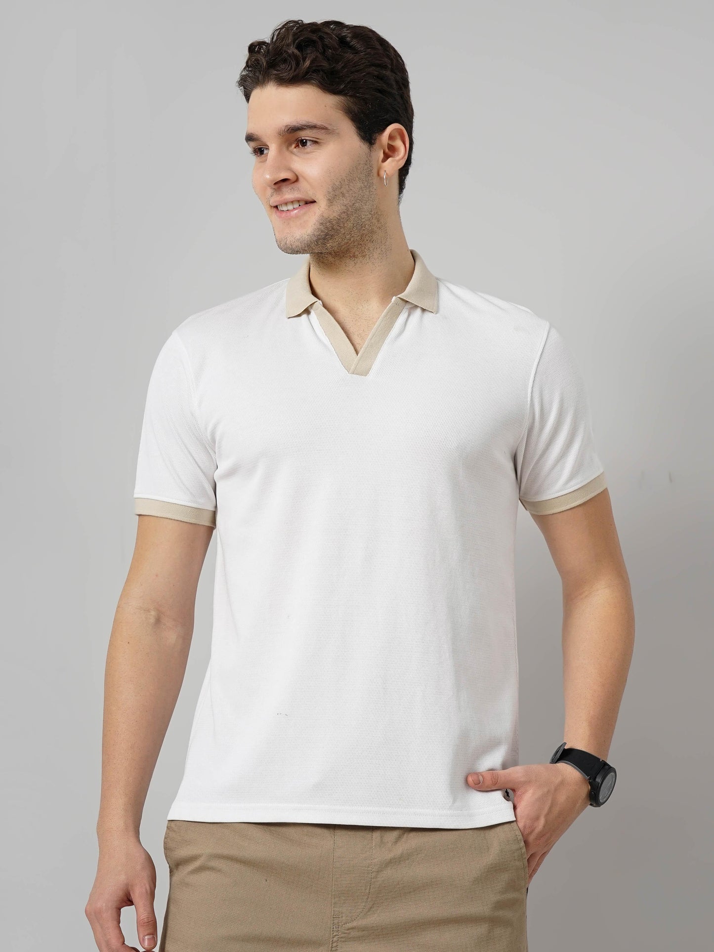 White Solid Cotton Polo