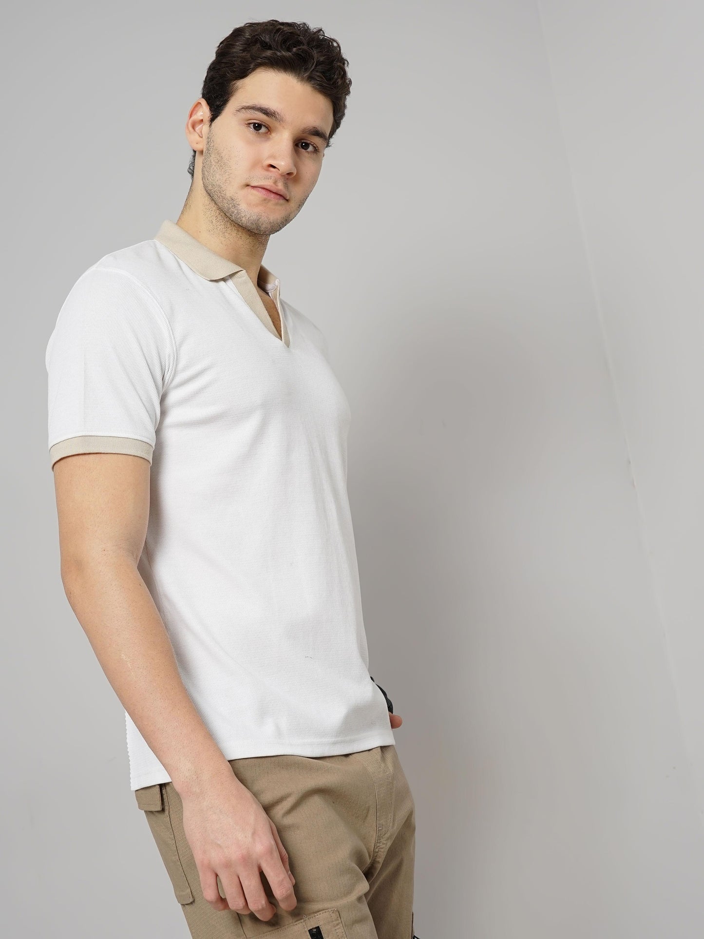 White Solid Cotton Polo