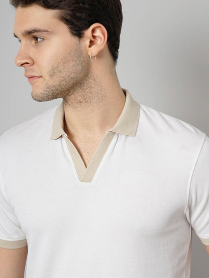 White Solid Cotton Polo